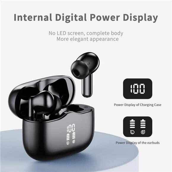 Wireless earbuds Bluetooth 5.4 deep bass noise canceling mic LED waterproof - Picture 5 of 7